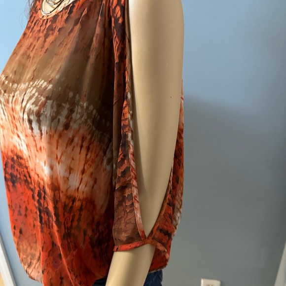 BCX chiffon cold shoulder shirt size M - Picture 3 of 4